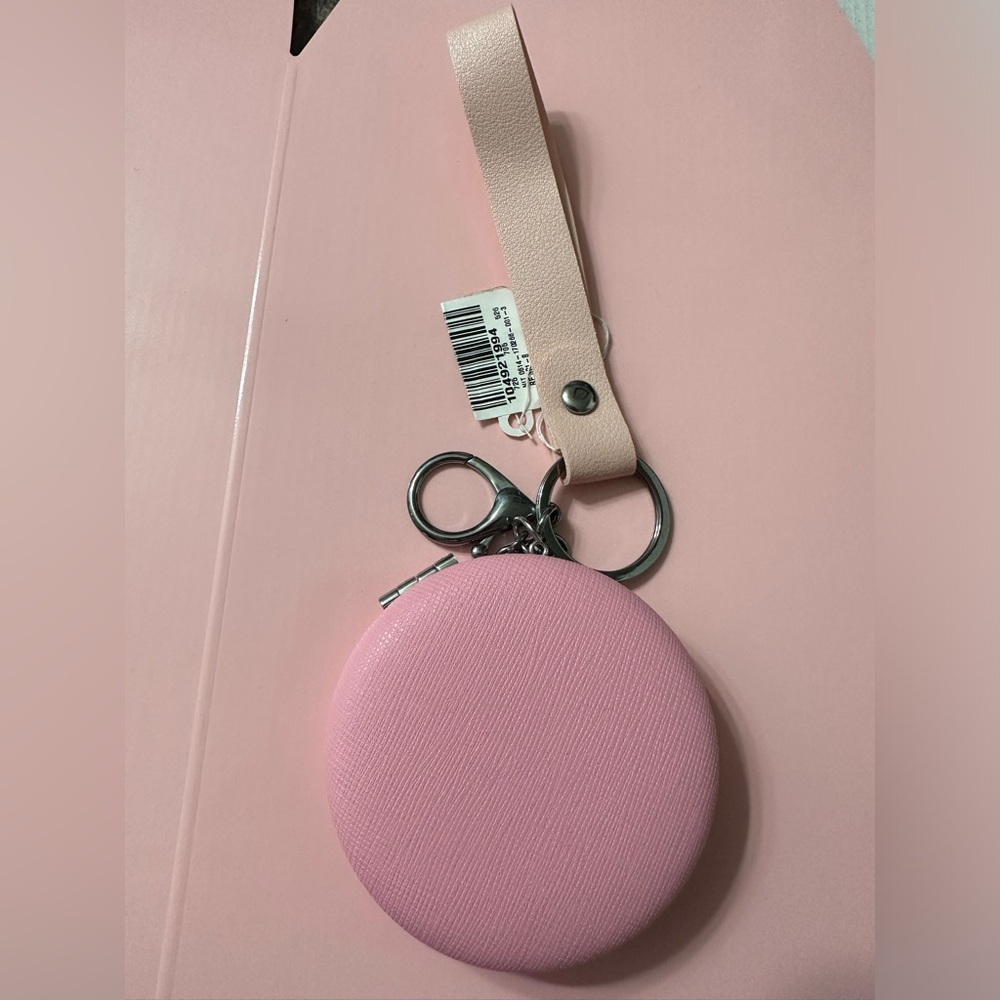 NWT Pink Round Macaroon Mirror Keychain With Wrist Strap